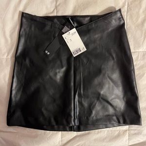 Leather mini skirt